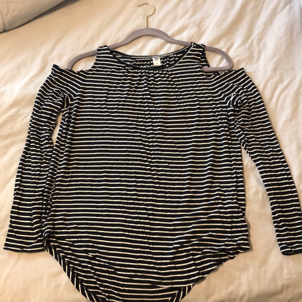 Old navy striped cold shoulder long sleeve shirt